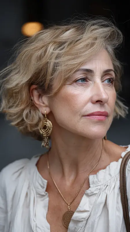 Modern French Bob - Short hairstyles for women over 60 with wavy hair