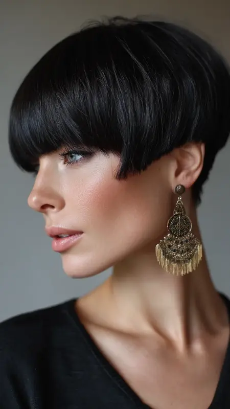 Edgy Noir Revival: The Modern Mushroom Cut - Mushroom Haircut