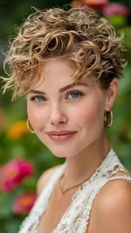 Permed Pixie with Halo Highlight - Permed pixie hairstyles