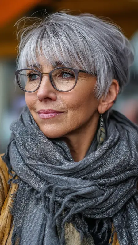 Piecey Pixie with Fringe - Short pixie hairstyles for older women