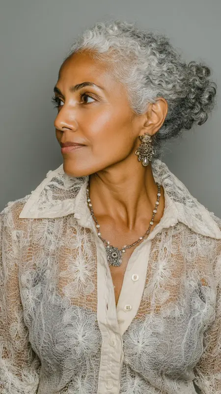 Pinned-Back Curly Style - Hairstyles For Women Over 60 With Curly Hair