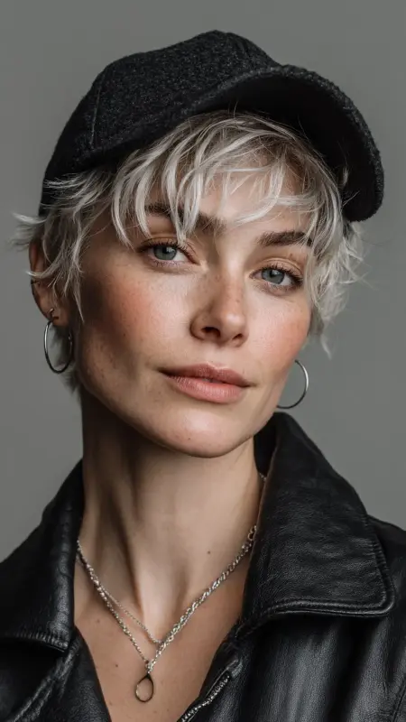 Pixie Cut Texture  Trucker Hat -  Trucker Hat Hairstyles 