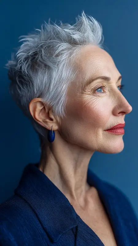 Pixie Cut with Textured Crown -  Hairstyles for over 70 year old women 