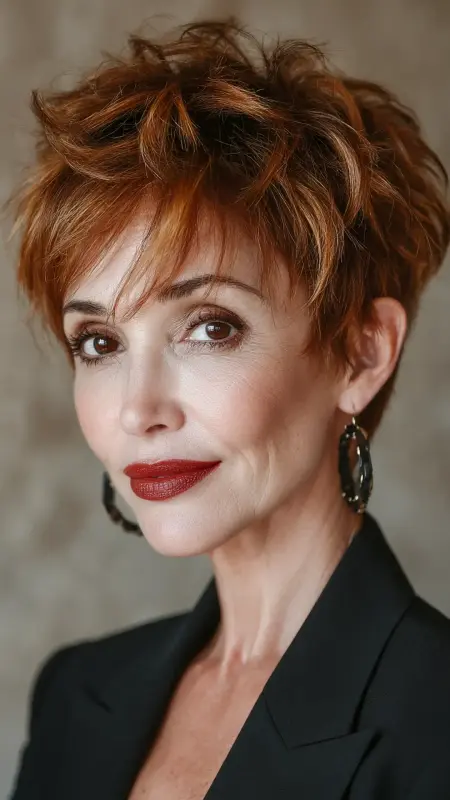 Pixie with Crown Volume -  Pixie Cut Hairstyles For Older Women 
