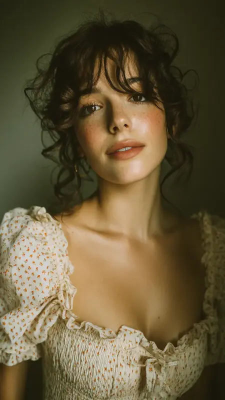 Pixie with Curly Curtain Bangs - Short curly pixie haircuts