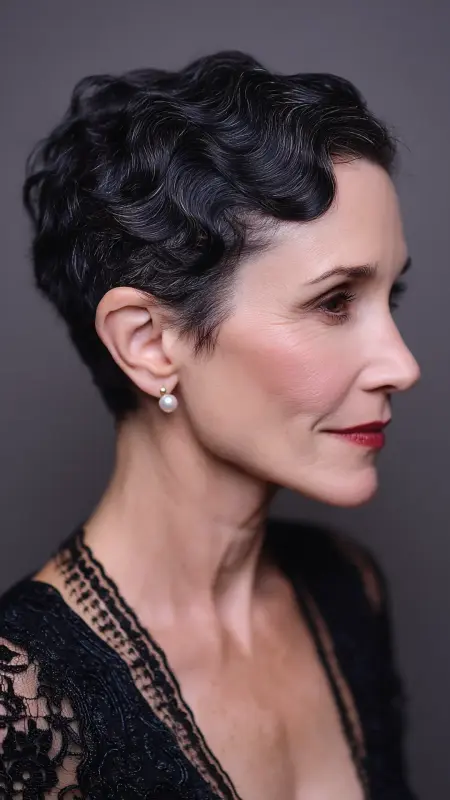 Pixie with Finger Waves -  Pixie Cut Hairstyles For Older Women 