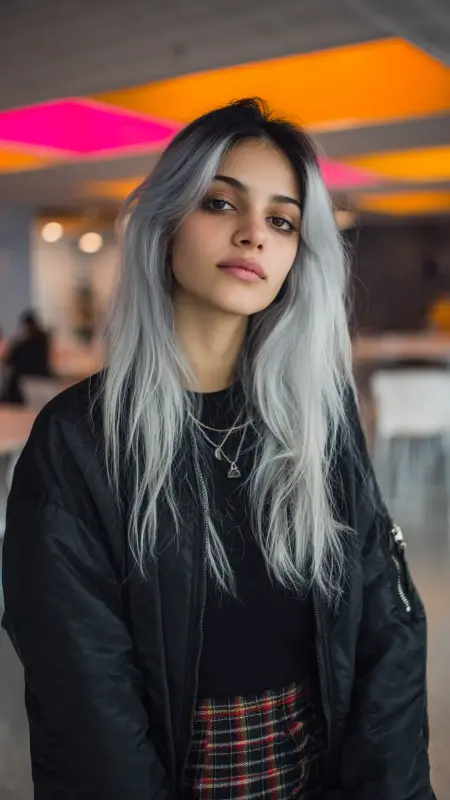 Platinum Dip-Dye Ends on Dark Hair -  Hair color for college students 