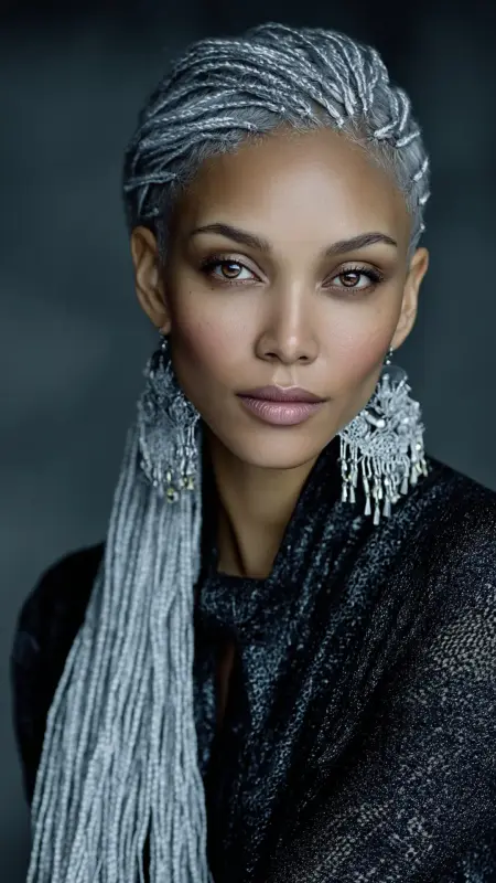 Platinum Silver Cornrows - silver hair color ideas