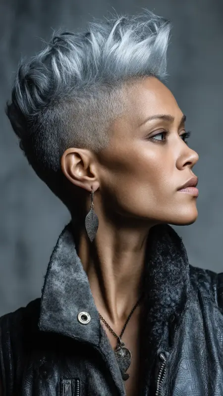Platinum Silver Pompadour - silver hair color ideas