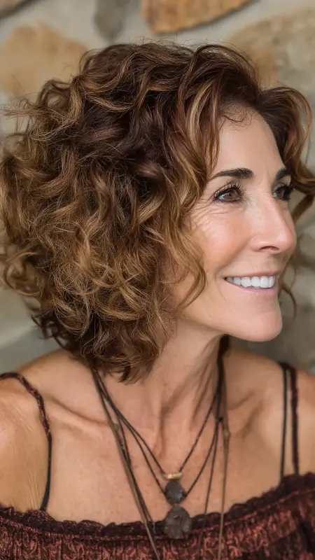 Playful Shoulder-Length Curls - Sassy hair older women