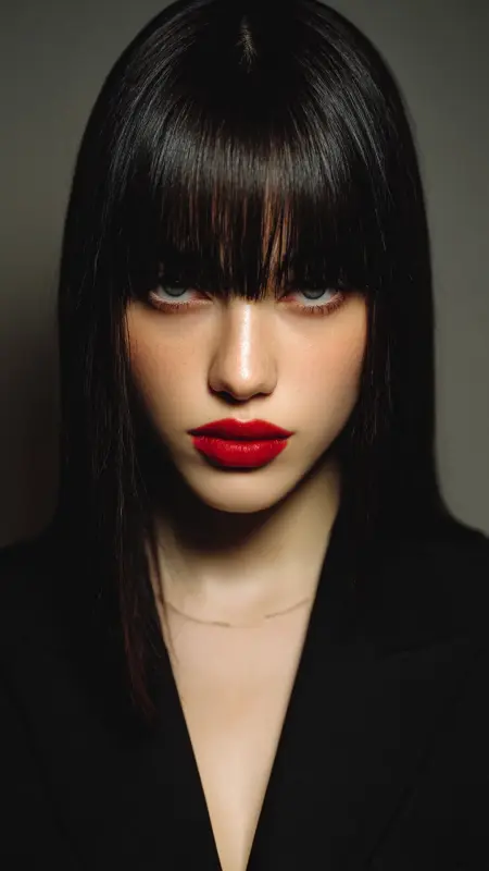 Poker-Straight Blunt Bangs - Straight Hairstyles