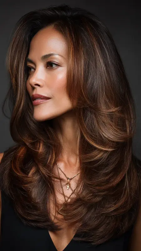 Polished Long Layers - Long Haircuts For Women Over 40