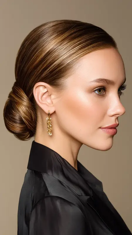 Polished Low Straight Bun - Straight Hairstyles