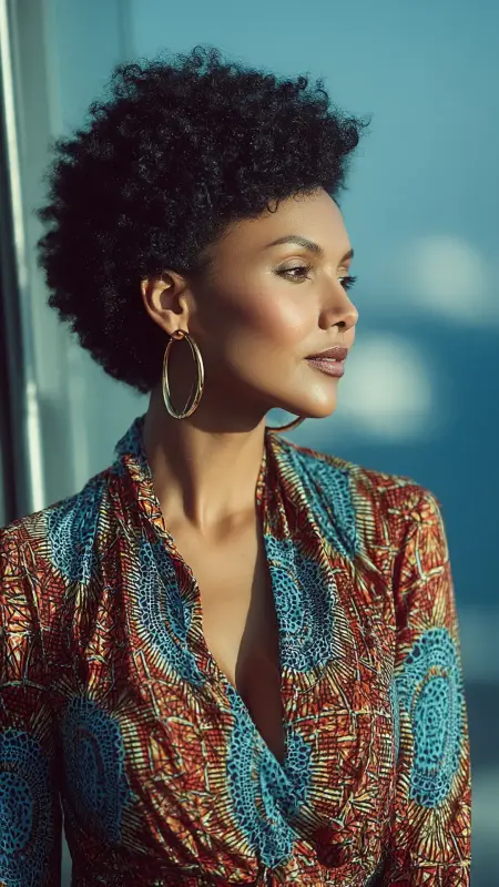 Polished Short Afro - Airport Hairstyles for Short Hair
