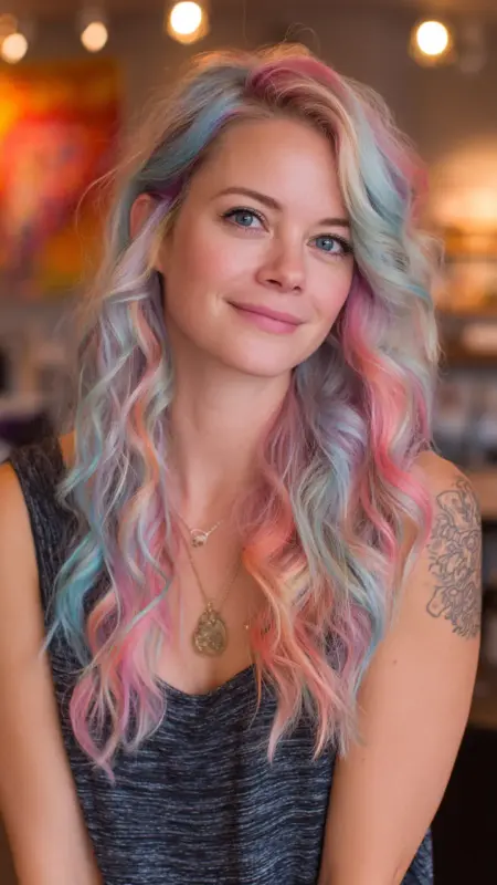 Enchanted Waves: Pastel Prism Hair Magic - Prism Hair