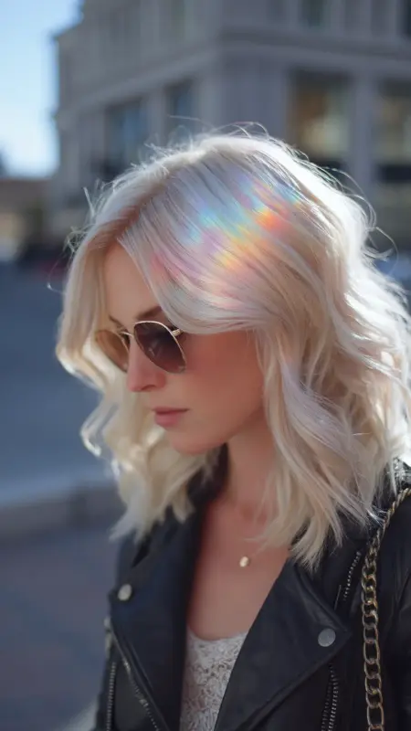 Rainbow Waves: The Enchanted Shoulder-Length Blonde - Prism Hair