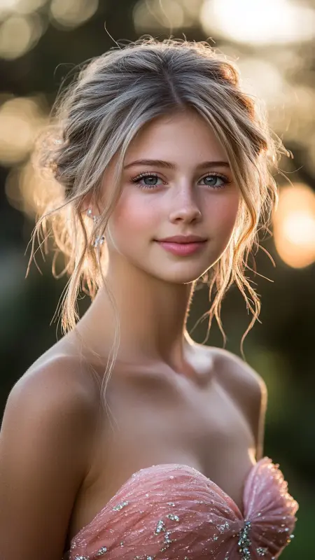 Mesmerizing Blonde Magic: The Prom-Perfect Textured Updo - Prom Hairstyles for Strapless Dresses