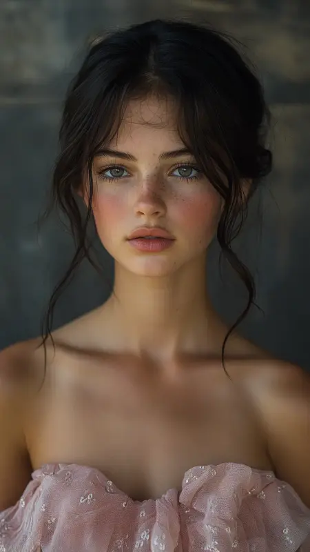 Ethereal Elegance: Whispering Locks Updo - Prom Hairstyles for Strapless Dresses