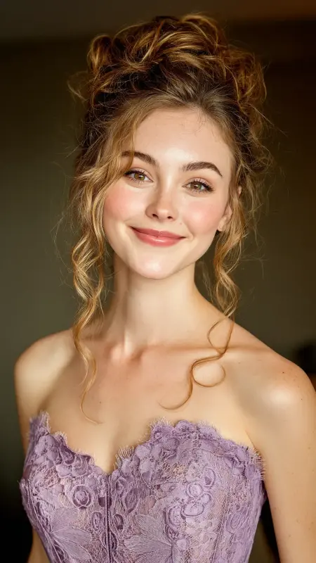Enchanting Waves of Elegance: Updo with a Twinkle - Prom Hairstyles for Strapless Dresses