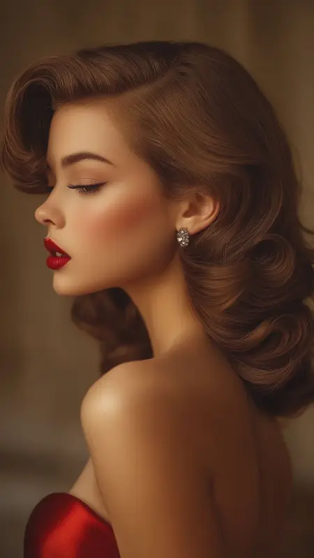 Captivating Cascades: The Brunette Elegance - Prom Hairstyles for Strapless Dresses