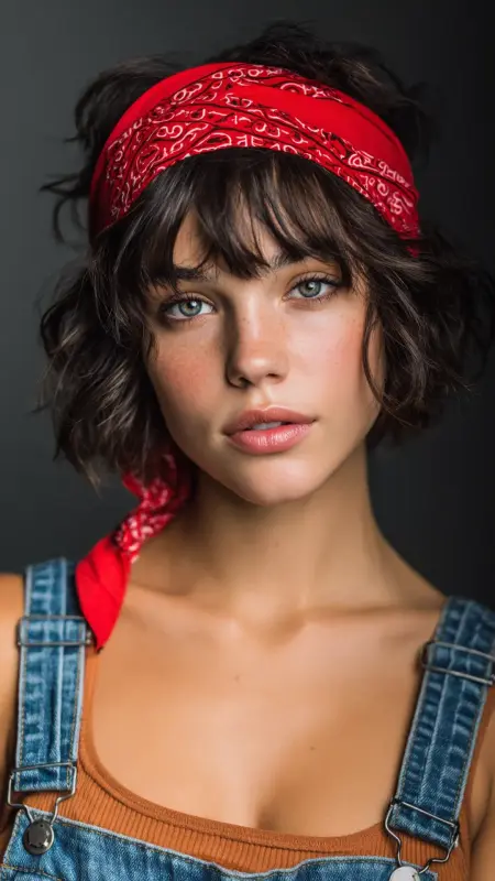 Retro Bob with Bandana Wrap - Retro bob hairstyles
