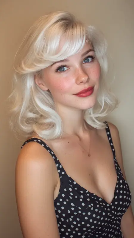 Retro Flip with Curtain Bangs - Face framing curtain bangs
