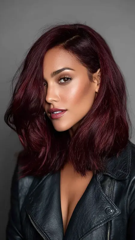 Rich Burgundy Lob - Hair color ideas for women in 30s