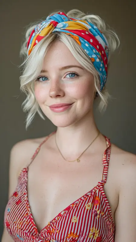 Rolled Under Bob with Headscarf - Vintage bob hairstyle