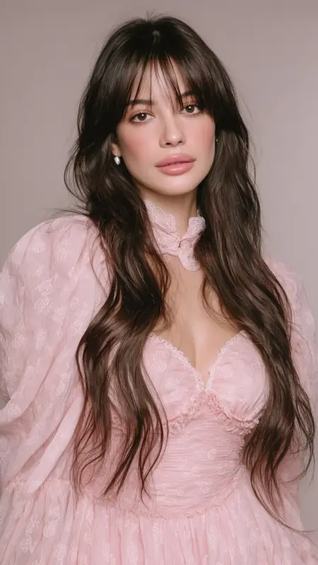 Romantic Soft Waves - long straight hair with curtain bangs