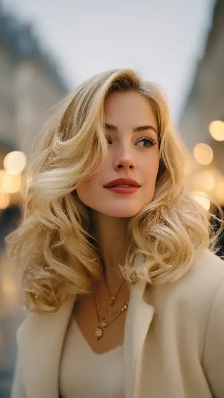 Rooted Pearl Blonde - Soft Glam Waves - Old money hair color