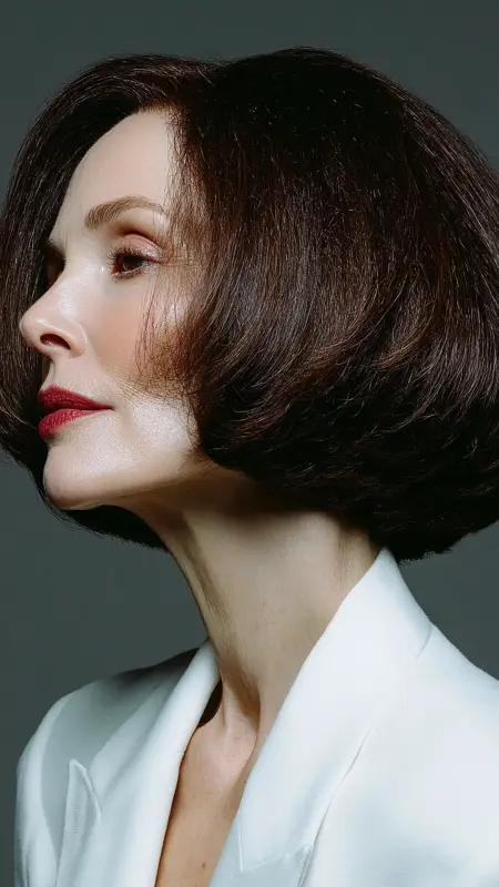 Rounded Bob with Tapered Nape - Medium Length Bob Haircuts For Women Over 50