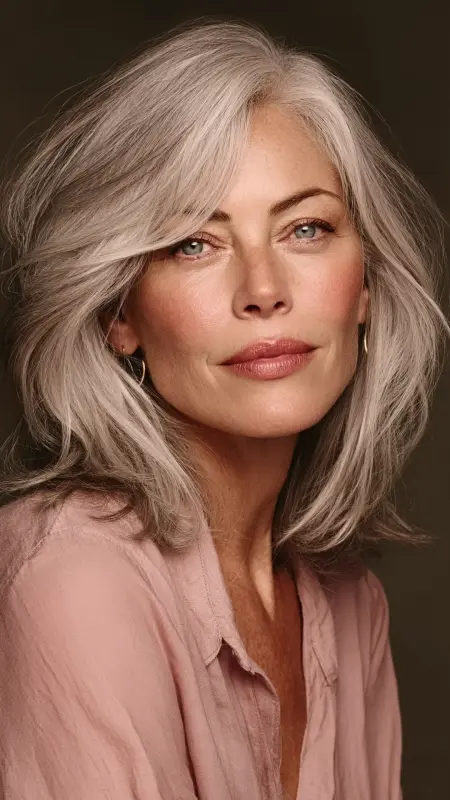 Rounded Layered Cut with Subtle Face Frame - Shoulder Length Hairstyles For Women Over 60