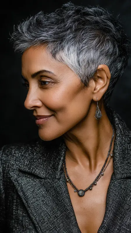 Salt-and-Pepper Pixie Cut - Short Haircuts For Black Women Over 50