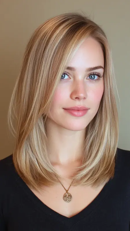 Sandy Beige Straight Cut - Low maintenance hair color