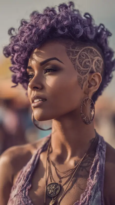 Sculpted Curly Pixie with Undercut Design - Short curly pixie haircuts