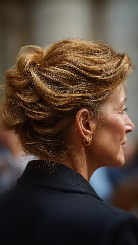 Sculpted French Twist - gray hair styles for women over 50
