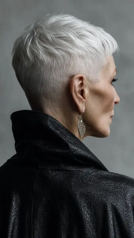 Sculpted Pixie with Undercut Nape - Pixie hairstyles for older women over 60