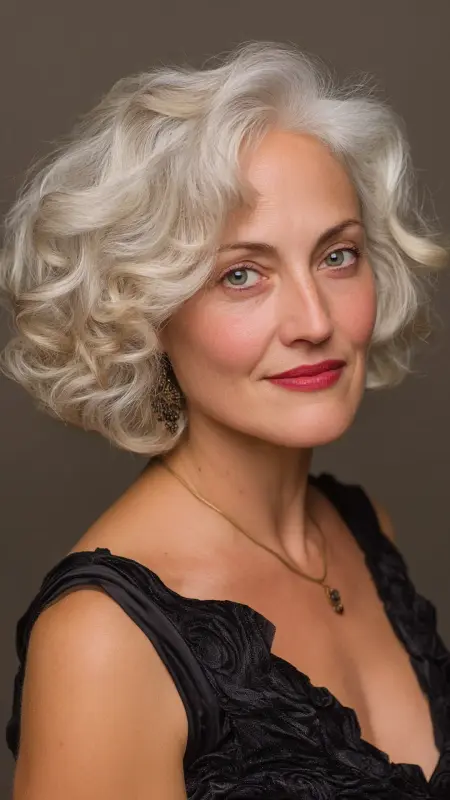 Sculpted Wavy Bob - Short hairstyles for women over 60 with wavy hair
