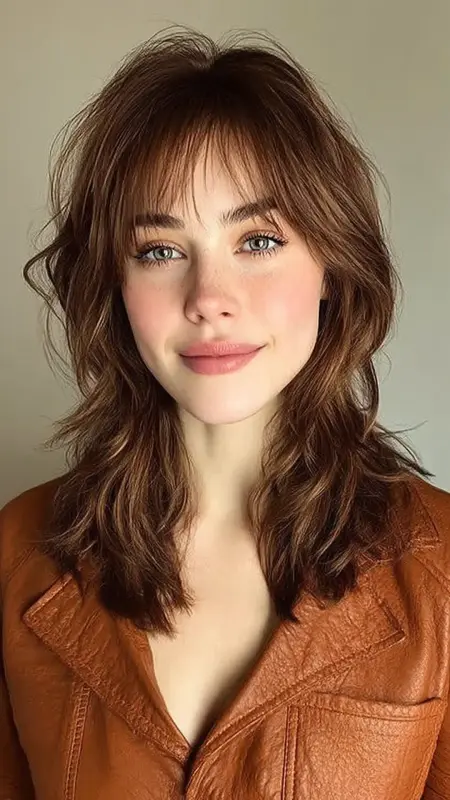 Shaggy Layers with Curtain Bangs - Face framing curtain bangs