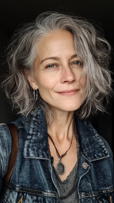 Shaggy Lob with Textured Ends - Shoulder Length Hairstyles For Women Over 60