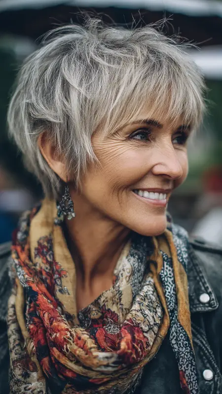 Shaggy Pixie with Fringe - pixie haircuts for women over 60