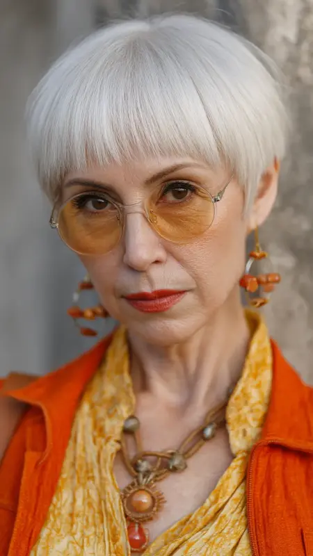 Short Blunt Cut with Micro Bangs - Hairstyles for women over 70 with fine hair