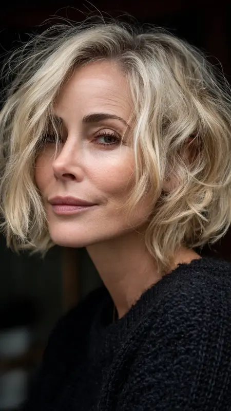 Short Bob with Undone Texture - Sassy hair older women