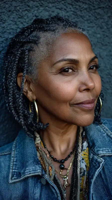 Short Box Braids Bob - Short Haircuts For Black Women Over 50