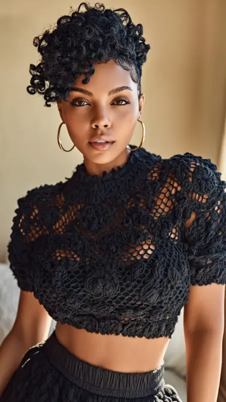 Short Crochet Finger Coil Bob - short crochet hairstyles