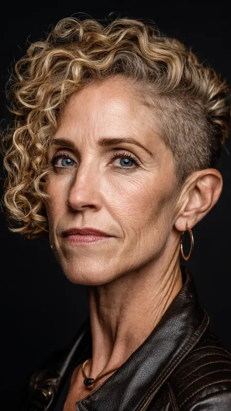 Short Curly Bob with Undercut - Hairstyles For Women Over 60 With Curly Hair
