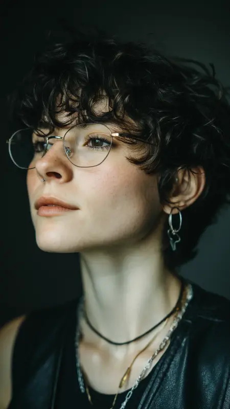Short Curly Bowl Cut - short curly hair with glasses