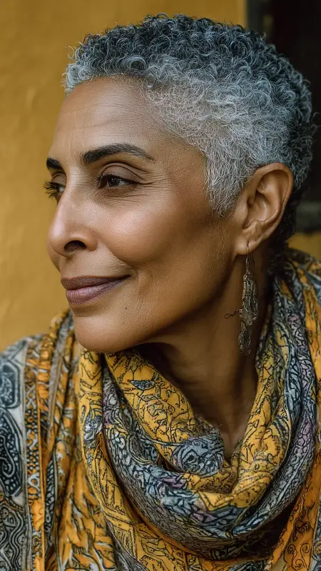 Short Curly Tapered Cut -  Hairstyles for over 70 year old women 