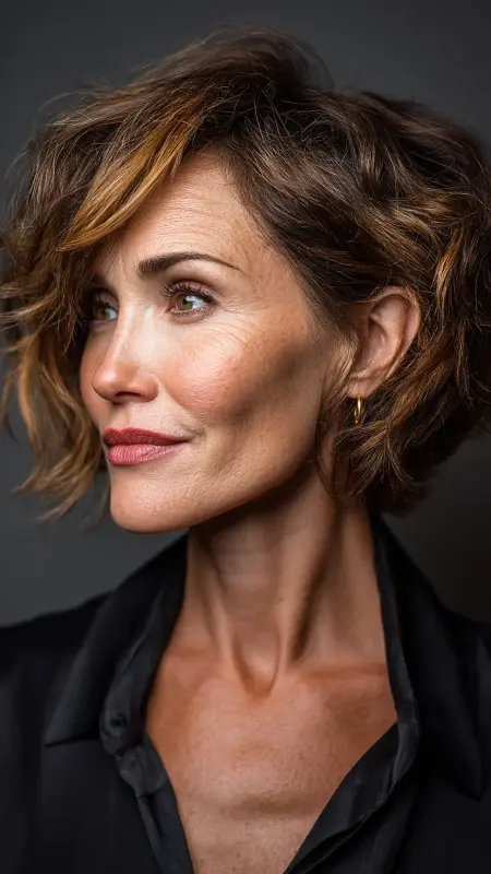 Short Layered Bob with Side Part - Short Layered Hairstyles For Older Women