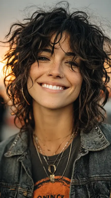 Short Shag with Curtain Bangs - Airport Hairstyles for Short Hair